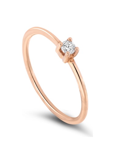 Ariş 0.07 Karat Pırlanta Tektaş Yüzük Kırmızı