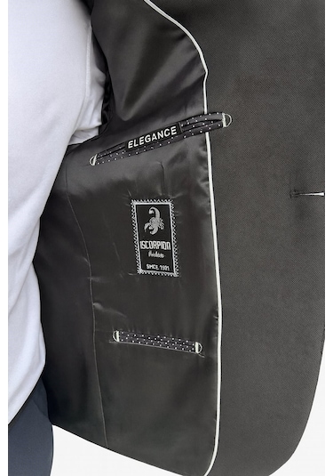 Erkek Siyah Blazer Ceket İtalyan Kesim, Tek Düğmeli, Tek Yırtmaçlı Şık Klasik Model Siyah