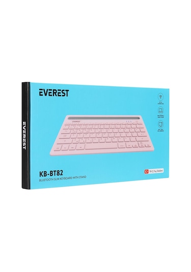 Everest Pembe-gri Bluetooth Ultra İnce+şarjlı Q Mac-win-android-Apple Uyumlu iOS Kablosuz Klavye
