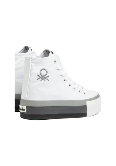 Benetton Bn 30944 3114 Beyaz Gri Kadın Spor Ayakkabı 001