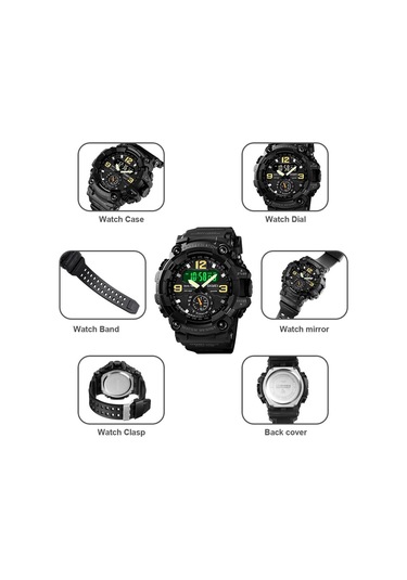 Sones Skmeı 9253 Erkek Kronometre Tarih Altı Pimli Paslanmaz Çelik Kayışlı Kuvars Saat Gümüş Siyah