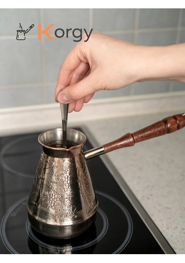 Korgy Türk Kahvesi Cezvesi Bakır Cezeva İle Kaşık 600 Ml 305326286