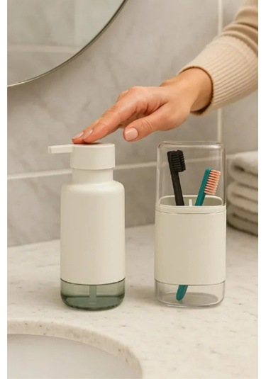 Büro Ev Ofis Banyo Düzeni İçin 2parça Mini Diş Firçalık Sıvı Sabunluk Seti Diğer