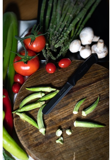 Solingen Ava Siyah Bıçak Tırtıklı, 18,5 Cm, Paslanmaz Alman Çeliği, Ergonomik Sap Tekli -150 siyah