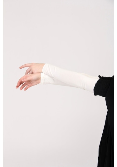 Likralı Kaymayan Kurtarıcı 1 Çift Tesettür Kolluk Ekru