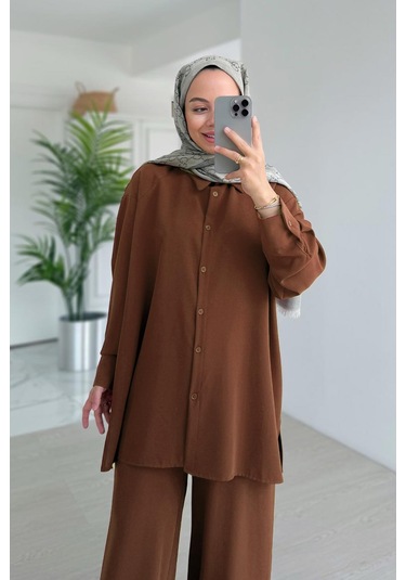 Kahijab Pearly Takım - Kahverengi Kahverengi