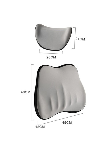 Sones Araba Hafızalı Köpük Boyun Yastığı Araba Boyun Desteği İpek Yastık Araba Koltuğu Servikal Yastık, Stil: Bel Pedi Gri