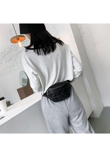 Bel Çantası Moda Kafes Desen Göğüs Çantası Kadın Düz Renk Zincir Fanny Bel Kemeri Kese Günlük Seyahat Çapraz Omuz Çantası Pembe