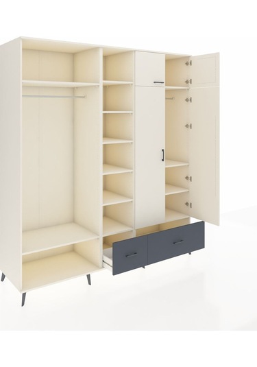 Kronos Dolap 12 Raflı 2 Çekmeceli 2 Askılı 220x59x243 Aytaşı-aytaşı/antrasit Aytası/antrasıt