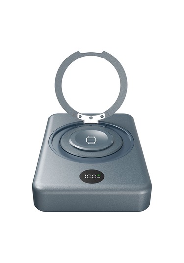 Lenyes Pw1010d Standlı Wireless Powerbank Pd 20w Dijital Led Kablosuz Şarj Özellik 15w 10000mah Gri