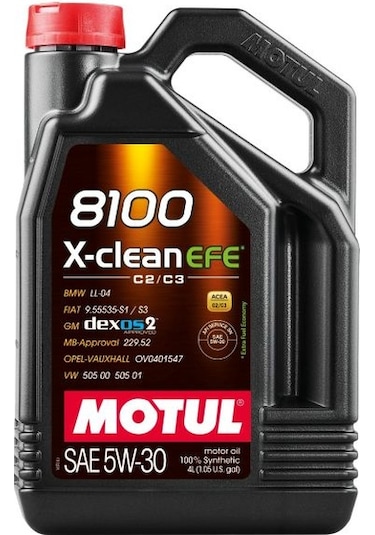 Motul 8100 X-Clean Efe 5W-30 Tam Sentetik Partiküllü Motor Yağı 4 L