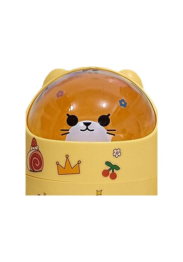 Suntek Mini Çöp Kutusu Ev Kalemlik Sepeti Minik Konteyner Sarı Ayı Sarı