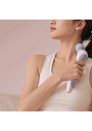 Fochsia Usb Şarjlı Taşınabilir Masaj Çubuğu Beyaz Boyun Sırt Bel Bacak Ve Ayak Tabanı Titreşimli Masaj Beyaz