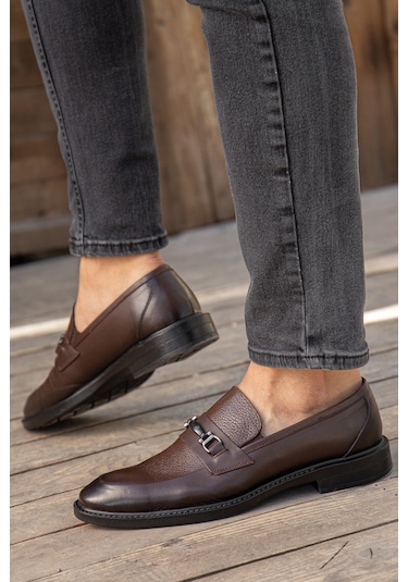 D0699 Günlük Ortopedik Hakiki Deri Erkek Klasik Ayakkabı Kahverengi
