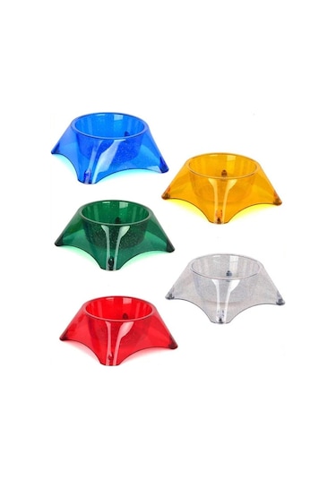 Kaymaz Ayaklı Simli Plastik Köpek Mama ve Su Kabı 250 ML