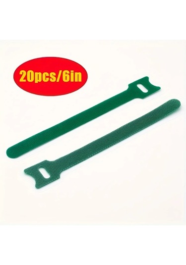 Gateesat Yeşil 20 Adet 15 Cm Kendinden Yapışkanlı Nylon Bağlama Kayışı Seti