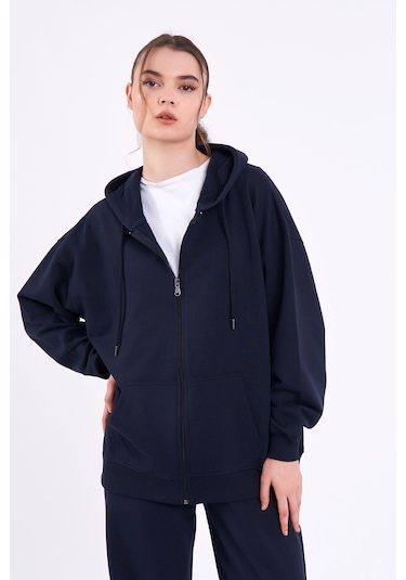 Comeor Lacivert Kanguru Cepli Kapüşonlu Fermuarlı Oversize Kadın Sweatshirt Cmrb73 Lacivert Comeor Lacivert Kanguru Cepli Kapüşonlu Fermuarlı Oversize Kadın Sweatshirt Cmrb73 Lacivert