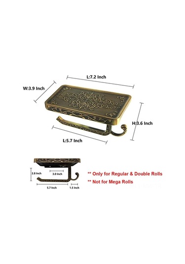 Moveevo Klasik Stil Duvar Tipi Tuvalet Kağıdı Dispenseri - Uzay Alüminyum, Telefon Rafı, Delme Yok Kurulum, Banyo Organizasyon Aleti Altın