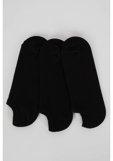 Defacto Kadın Pamuklu 3'lü Sneaker Çorap K5974AZNSBK27 Siyah