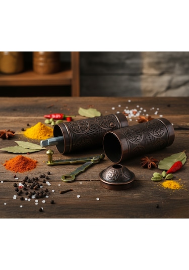 Ludıa Zamak Metal Bakır Renk 3 Lü Set Karabiber,kahve,çörek Otu El Değirmeni Öğütücü Grinder S2 Bakır