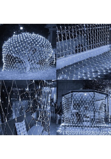 Besthome1 24v Düşük Gerilimli 3x2m 192 Ledli Sugeçirmez Bahçe Aydınlatması, 8 Işık Modu, Beyaz, Amerikan Standartı Transformörl Beyaz