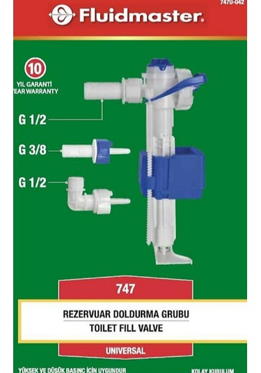 Fluidmaster Gömme Rezervuar Şamandıra Doldurma Grubu Beyaz - Mavi