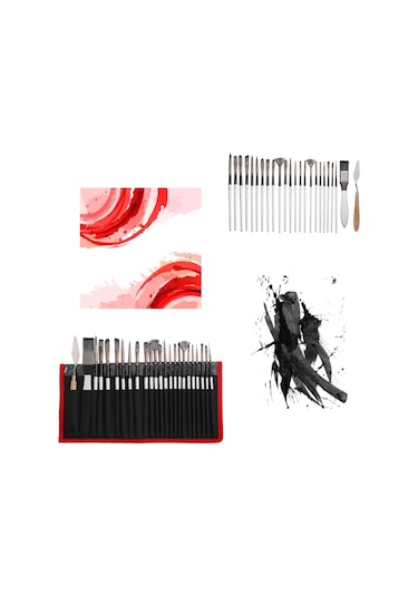Hannah 24 Parça Siyah Çantalı Sanat Fırçası Seti