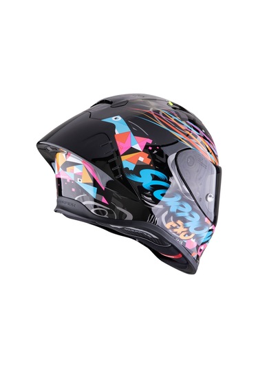 Scorpion Exo R1 Evo II Air Savage Spor Motosiklet Kaskı Siyah Mavi Pembe