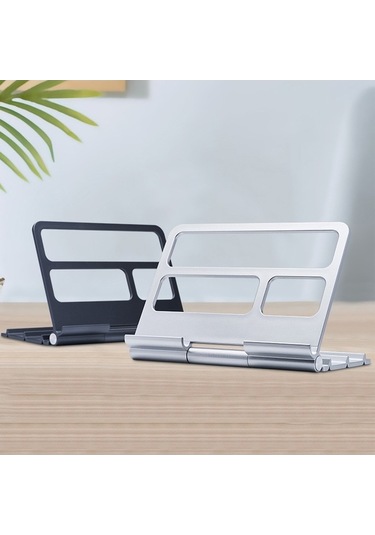 Pazly Bilgisayar Standı Katlanabilir, Gümüş/siyah, 20,5x15x3,1 Cm, Tablet Ve Cep Telefonu Standı