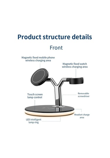 Wezone Watch, İphone Uyumlu 15 14 13 12 İçin 3 Lü Kablosuz Şarj İstasyonu - Siyah