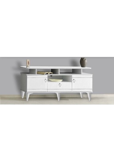 2 Kapılı 1 Çekmeceli Gümüş Kordon Tv Sehpası Gümüş