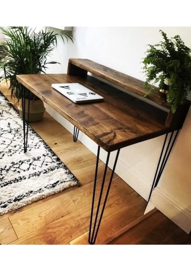 Umutpark Umutpark Umuthomedesing Ahşap Metal Ayaklı Çalışma Masası. Ceviz