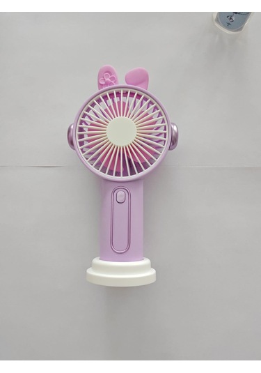 Mini El Fanı Büyük Boy Şarjlı Telefon Tutuculu Figürlü 3 Kademeli Taşınabilir Vantilatör Masa El Tipi Serinletici