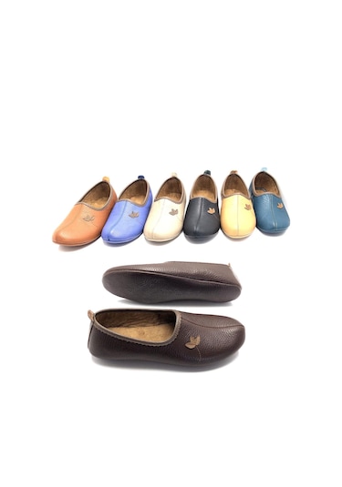 Umut Hakiki Deri Hac Umre Tavaf Patiği Ve Ev Ayakkabısı Kahve Kahverengi