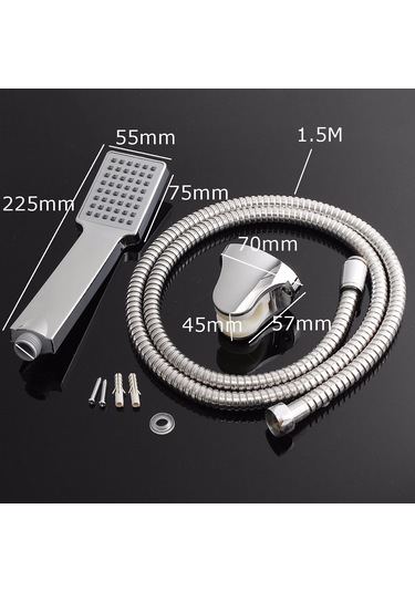 Lebıhmurah Bf348 Faydalı Araçlar Duvara Monte Duş Başlıkları Seti Banyo Abs Kaplama Su Tasarruflu Kare El Tutacağı Gümüş