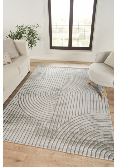 Yumuşak Dokulu Modern Bej Halı Premium Kalitede, Dekoratif Dokuma Tasarım Gri