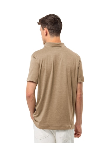 Jack Wolfskin Travel Polo Erkek Outdoor Tişört Kahve Kahve