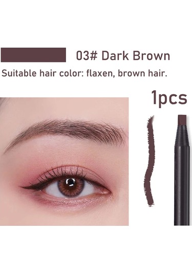 1 Adet Uzun Ömürlü Su Geçirmez Kaş Kalemleri Fırça İle Kapalı Kalıcı Makyaj 3 Dark Brown 0