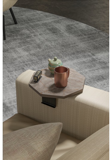 İkili Yan Sehpa Ayarlanabilir Tepsi Sekizgen Gordion