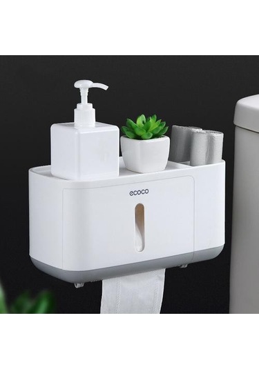 Tuvalet Kağıdı Tutucu Yaratıcı Ile İki Depolama Banyo Mutfak Tuvalet Kağıdı Dağıtıcı Plastik Duvar Su Geçirmez Tuvalet Rulo Tutucu Taşınabilir Tuvalet Kağıdı Sahipleri 22 x 13.6 x 11.2 CM