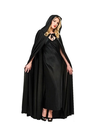 Siyah Renk Kapşonlu Pelerin 120 Cm Lisinya