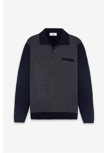 Süvari Lacivert Regular Fermuarlı Polo Yaka Kazak Tr2013700498-m09 Lacivert