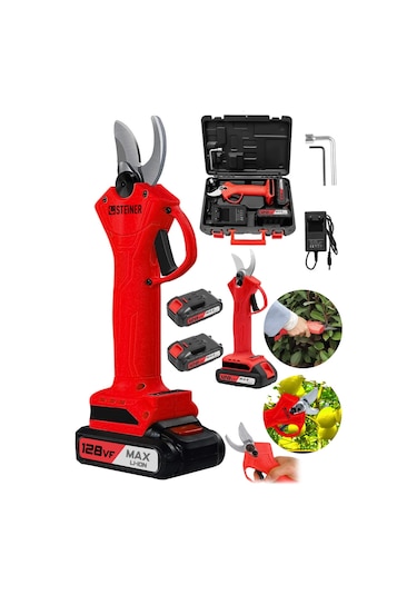 Steiner 128 Vf 10 Ah Çift Akülü Bağ Makası Dal Budama Makası Krmz