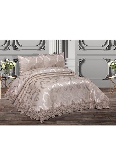 Çeyiz Diyarı Sinem Çift Kişilik Yatak Örtüsü Cappucino Cappucino