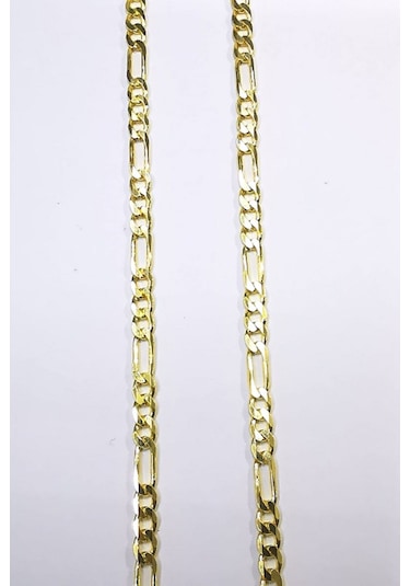 Omar Silver Unisex Figaro 3 Mm Gold Altın Kaplama Gümüş Kolye Zin