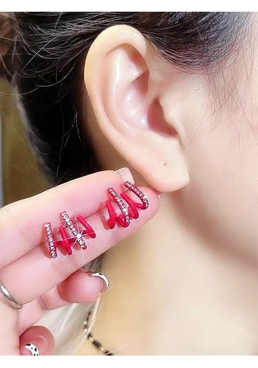 Samdoo Köy Tarım Çekiç Modeli Taşlı Simli Eşkenar Nostaljik Küpe - Alüminyum Çelik Sarı - Kross Border Grup Alımı Gold