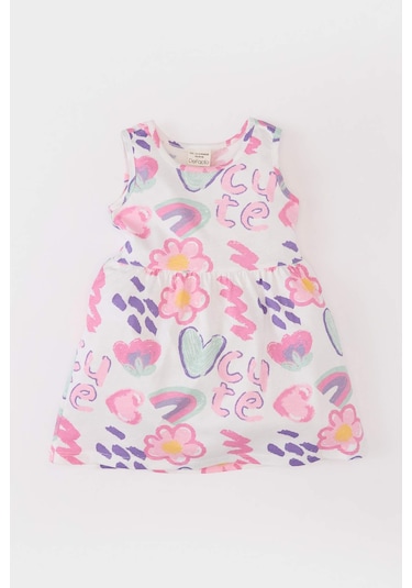 DeFacto Kız Bebek Desenli Kolsuz Yazlık Elbise C0074A525HSER134