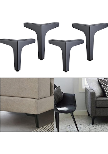 Suntek Magideal 4 Adet Demir Metal Mobilya Ayakları 10cm-siyah