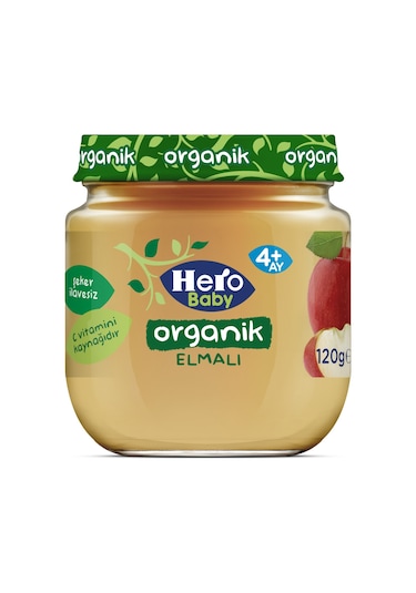 Hero Baby Organik Elmalı 4+ Ay Kavanoz Maması 120 G