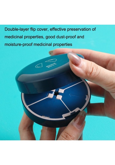 Sones Kesicili Çift Katmanlı Yuvarlak Sekiz Izgaralı Taşınabilir İlaç Kutusu Mavi